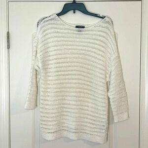 Chaps Denim White Open Weave Sweater Size XL